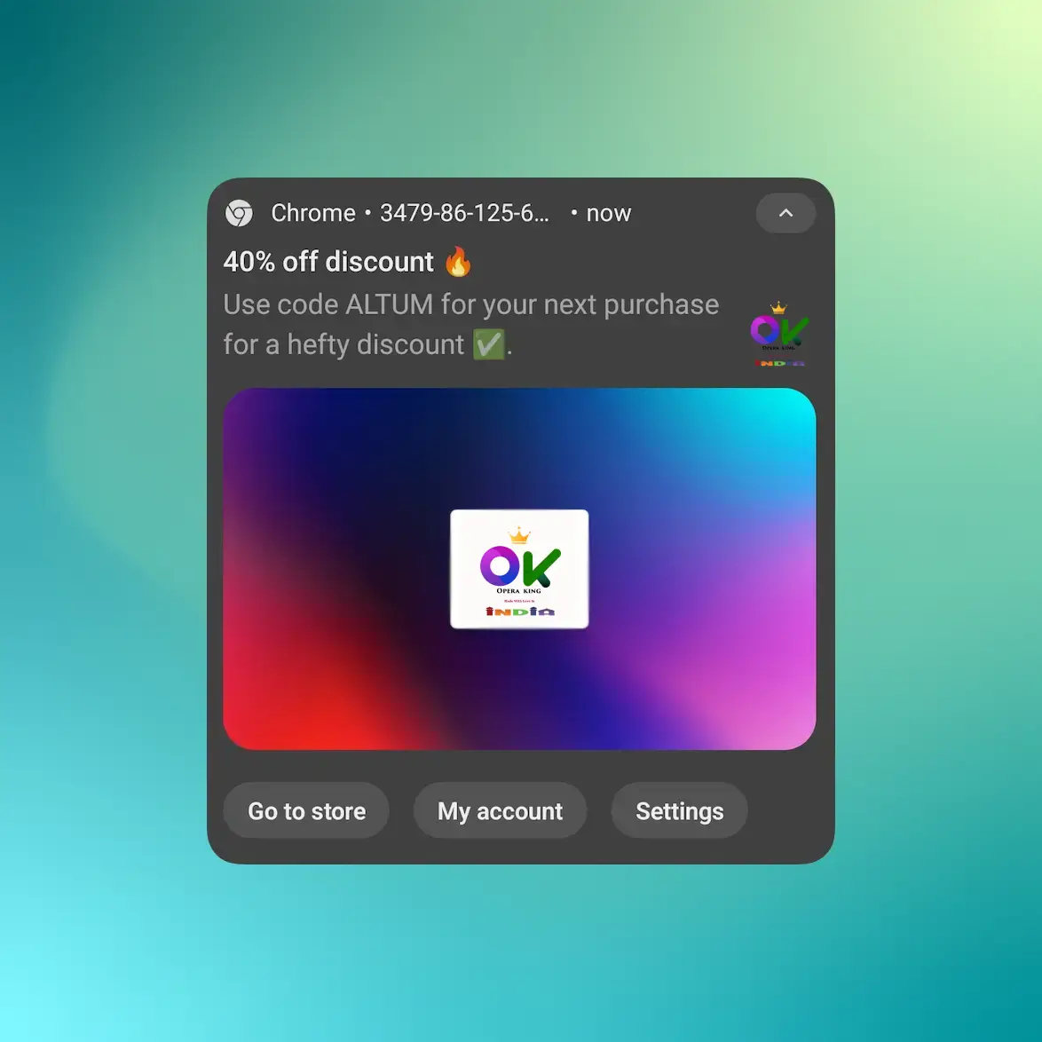 Screenshot of the app sending web push notifications